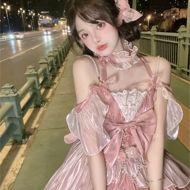 

Pink Wedding Dress Lolita Gorgeous Elegant Cute Fluffy Trailing