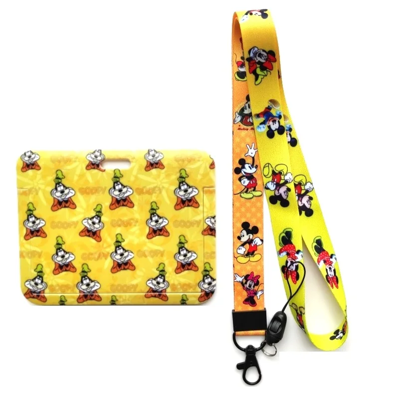 

Horizontal Disney Mickey Minnie Goofy Women's Lanyard ID Badge Holder, ID Card Key Wallet for Teens Nurse Teacher Badge Holder