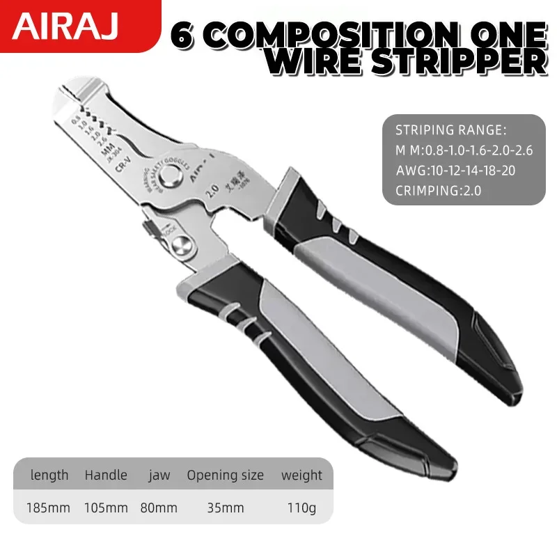 Description Picture 3 of itemWire Stripper Tools 6 In 1 Multitool Plier Crimper Cable Cutter Multifunctional Stripping Tool Crimping Pliers Terminal