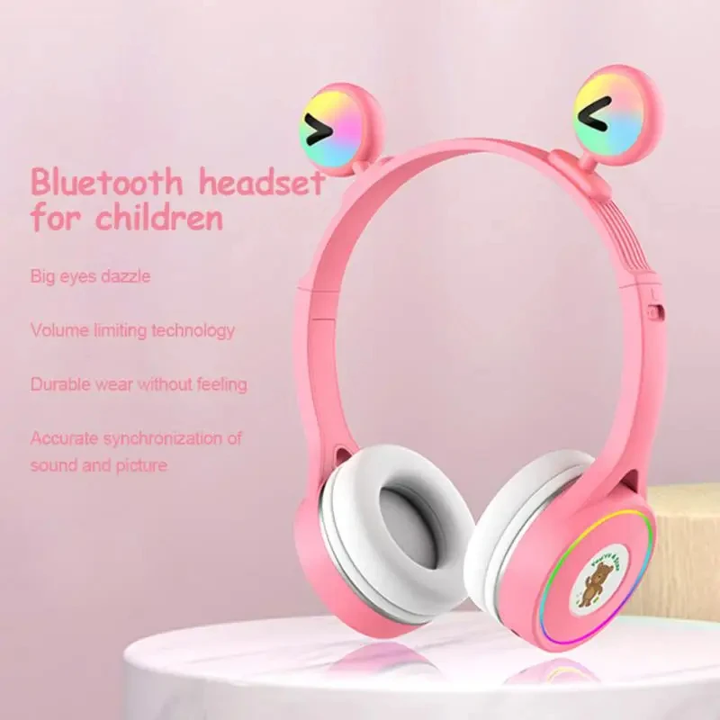 

Cute Eyes LED Headphone para crianças, infantil cabeça montada luminosa sem fio, RGB, Blue-tooth V5.1 fones de ouvido, SY-T31