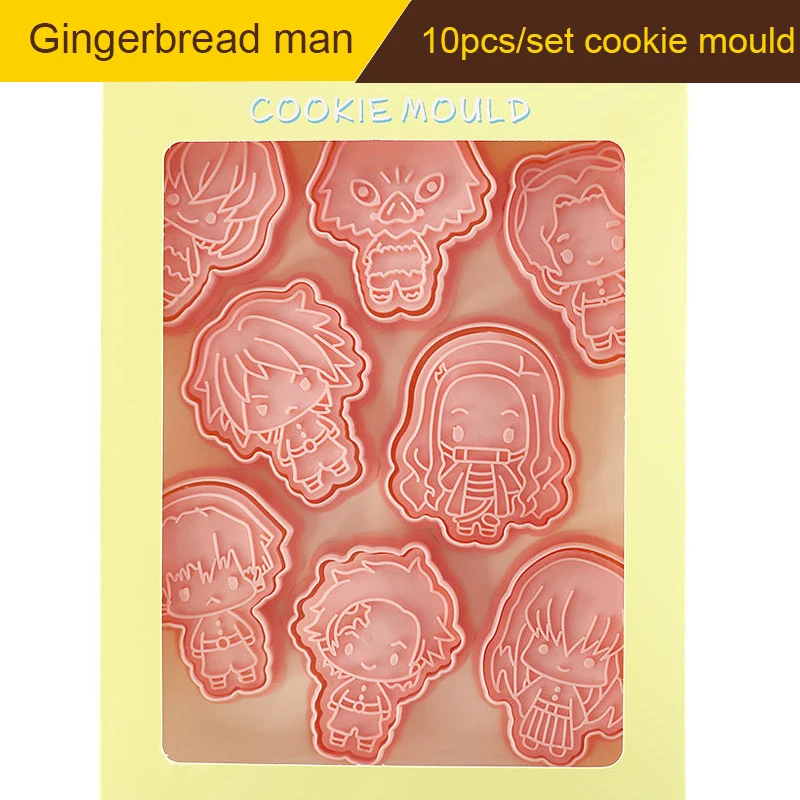 

8pcs/set Demon Slayer Cookie Cutters Hariro Charcoal Rice Bean Butterfly Shinobu Pressing Mould Baking Tool Kitchen Decoration