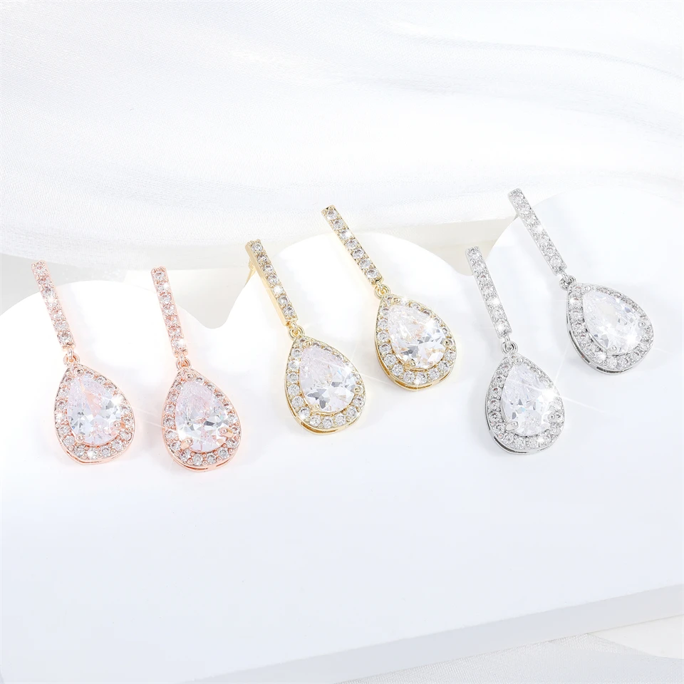 Zakol Classic Teardrop Cubic Zirconia Micro Inlay Dangle