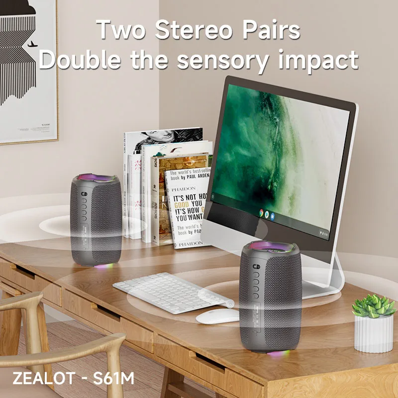 ZEALOT S61M 무선 블루투스 스피커 카라오케 하이파이 베이스 스테레오 마이크로 SD 카드 AUX USB 플래시 디스크 마이크 지원