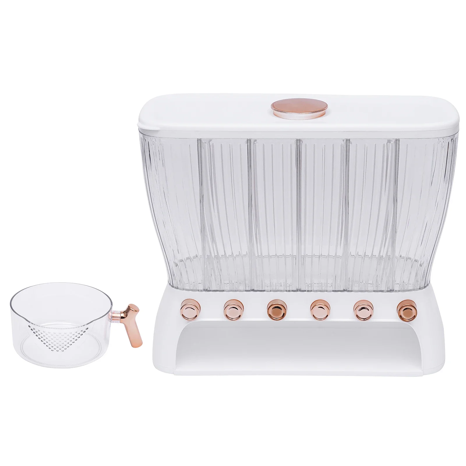 Six-Grid Dry Food Dispenser, Large Capacity Grain Storage Container, Removable Lid with Sealing Ring, 10kg/22.05lbs for Kitchens 5