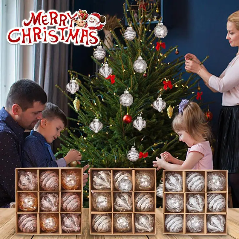 

9pcs Christmas Tree Balls durable Hangable Ball Ornaments for Holiday Convenient festive decor pendants for home decorations