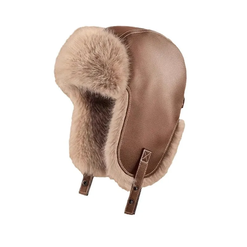 Men's Winter Trapper Aviator Trooper Earflap Warm Russian Waterproof Ski Hat Bomber Cap Russian Warm Ear Protectors Hats