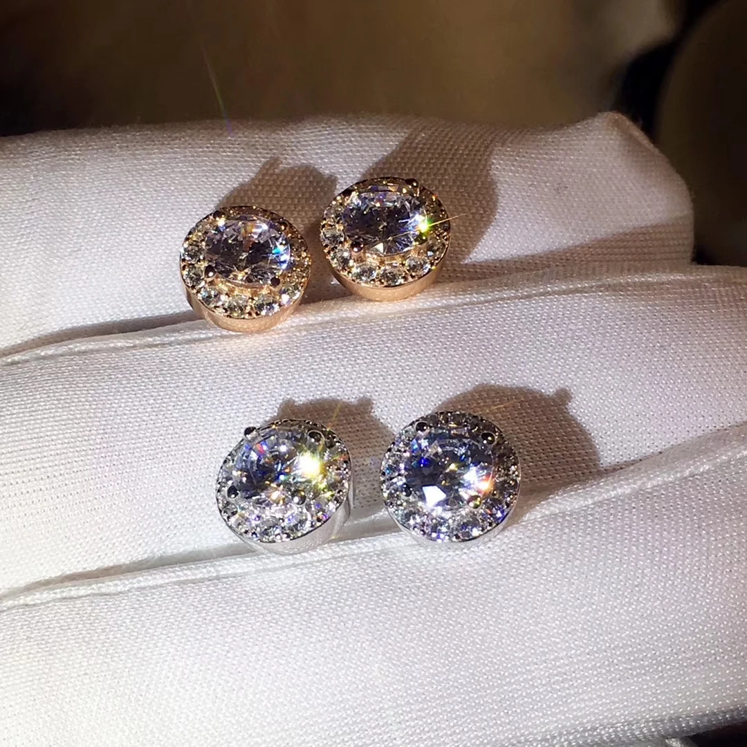 

925 Silver Round Earrings Women Wedding Cute Romantic Earrings