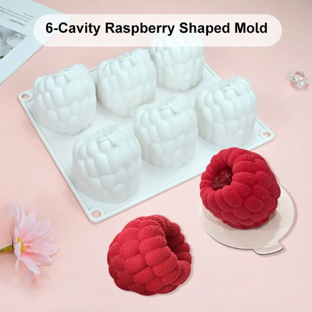 Food-Grade Silicone Raspberry Shaped Mold Fruit Design Reusable 6-Cavity Baking Mold Heat-Resistant BPA-Free 1