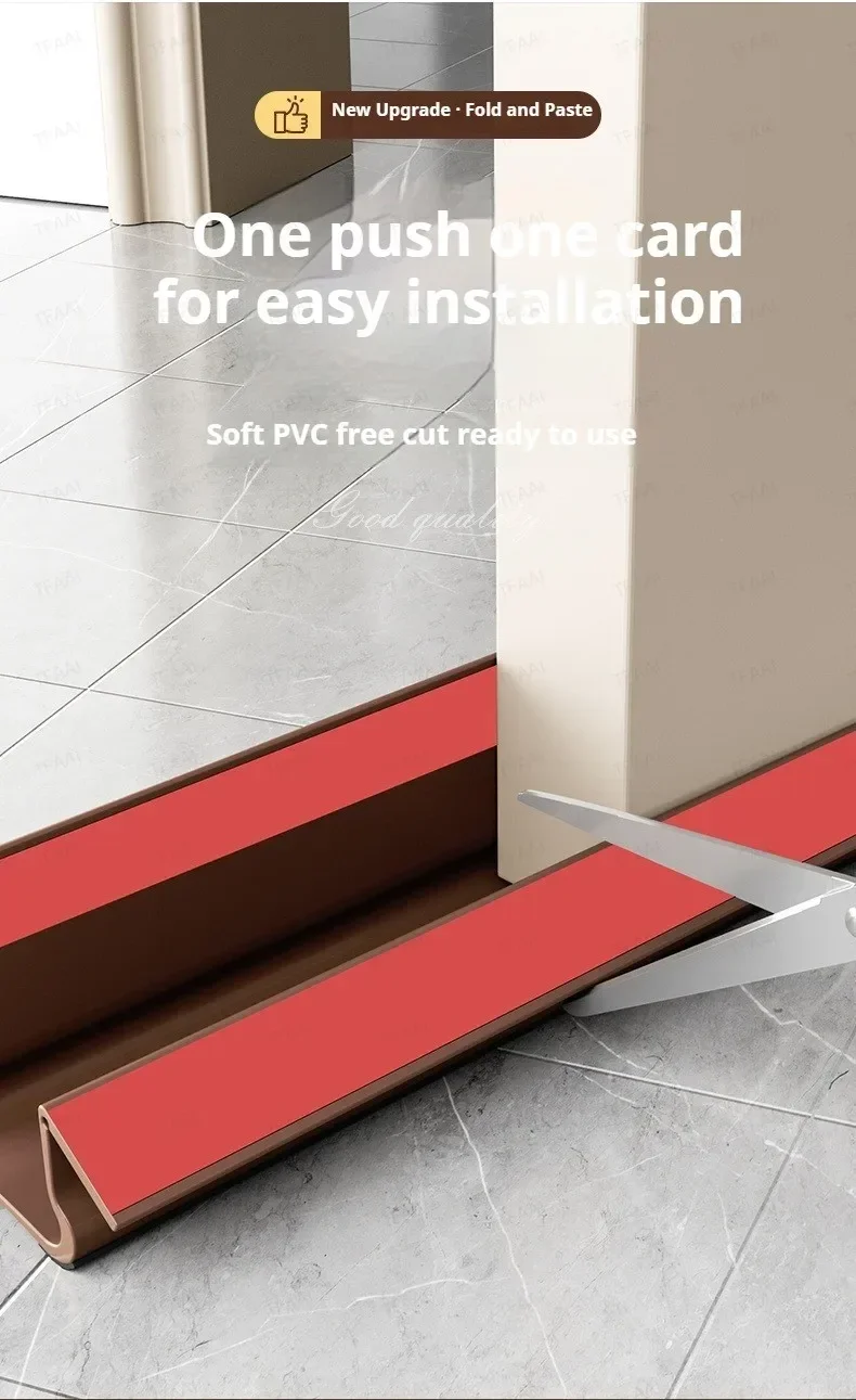 93cm Self-adhesive Door Bottom Sealing Strip PVC Flexible Door Gap Wind and Dust Proof Weather Strip with Soundproofing Felt