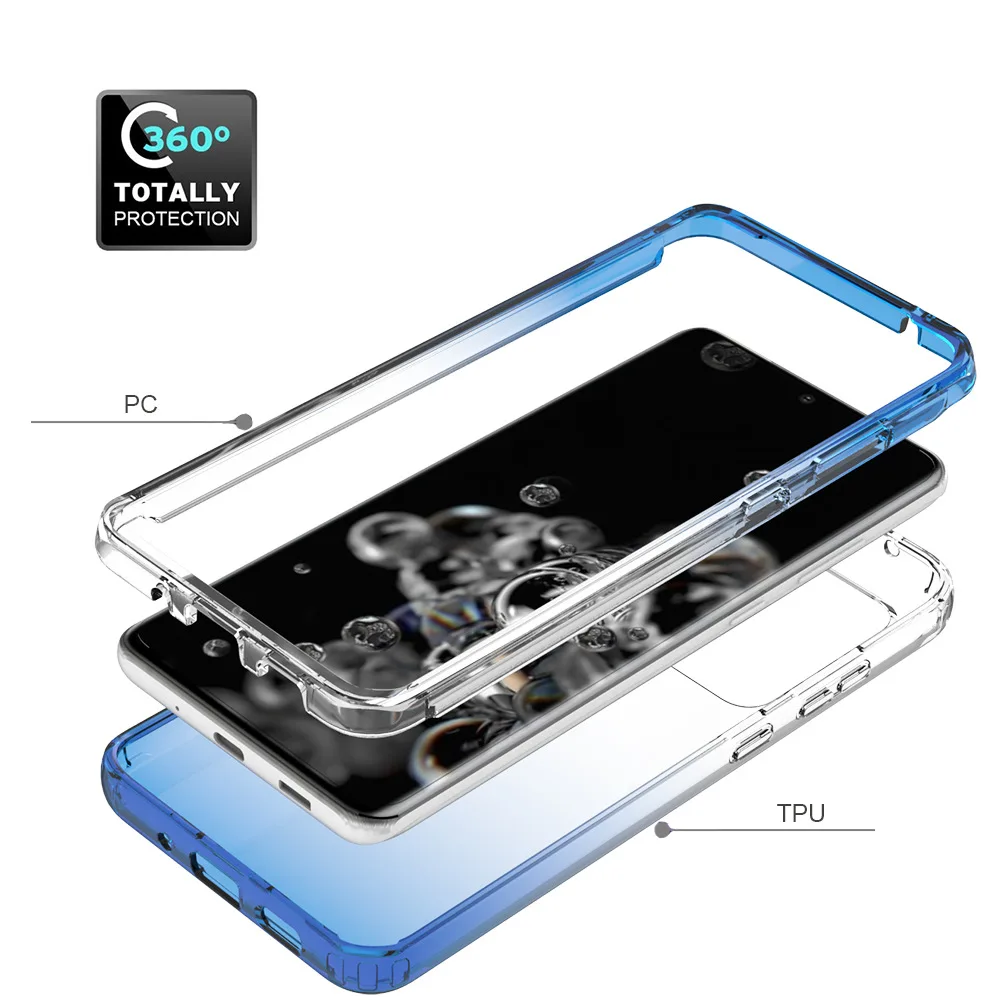Luxury Candy Color Transparent Shockproof Phone Case - TPU+PC Hybrid Cover