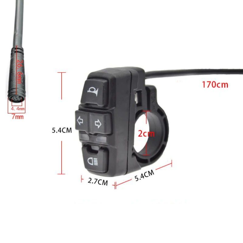 Scooter 36/48V Electric Mountain Bike Headlights/Horns/Turning Lights Waterproof 6 Pins For Electric Snow Bicycle