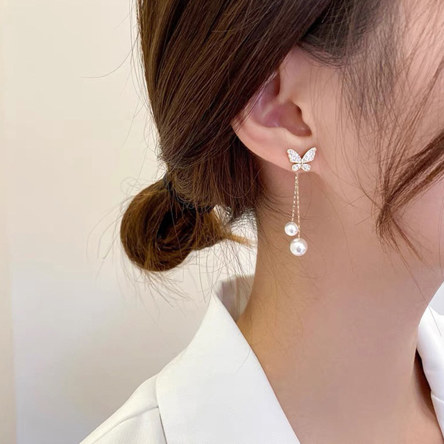 Geometric Simple Temperament Pearl Earrings Rhinestones Women's Gift Earrings Fashion Jewelry bijoux femme Gift