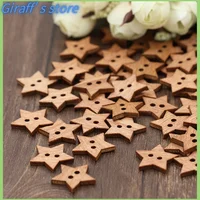 100Pcs 2 Holes DIY Star Shape Wooden Button Scrapbook Craft Sewing Buttons Five-pointed Star Shaped Duttons For Clothing Botones 1