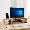 Wood Desk Organizer Home Office Desktop Storage Drawer Computer Holder With Lock 5