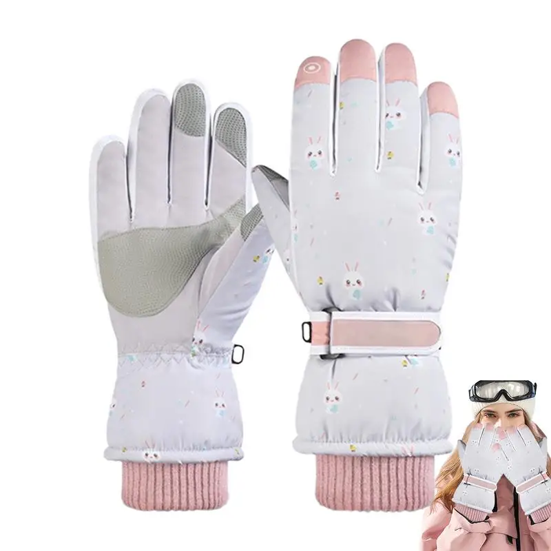 

Thermal Snow Gloves For Women Waterproof Full Finger Sports Touchscreen Gloves Anti-loss Cold Weather Accessories For Running