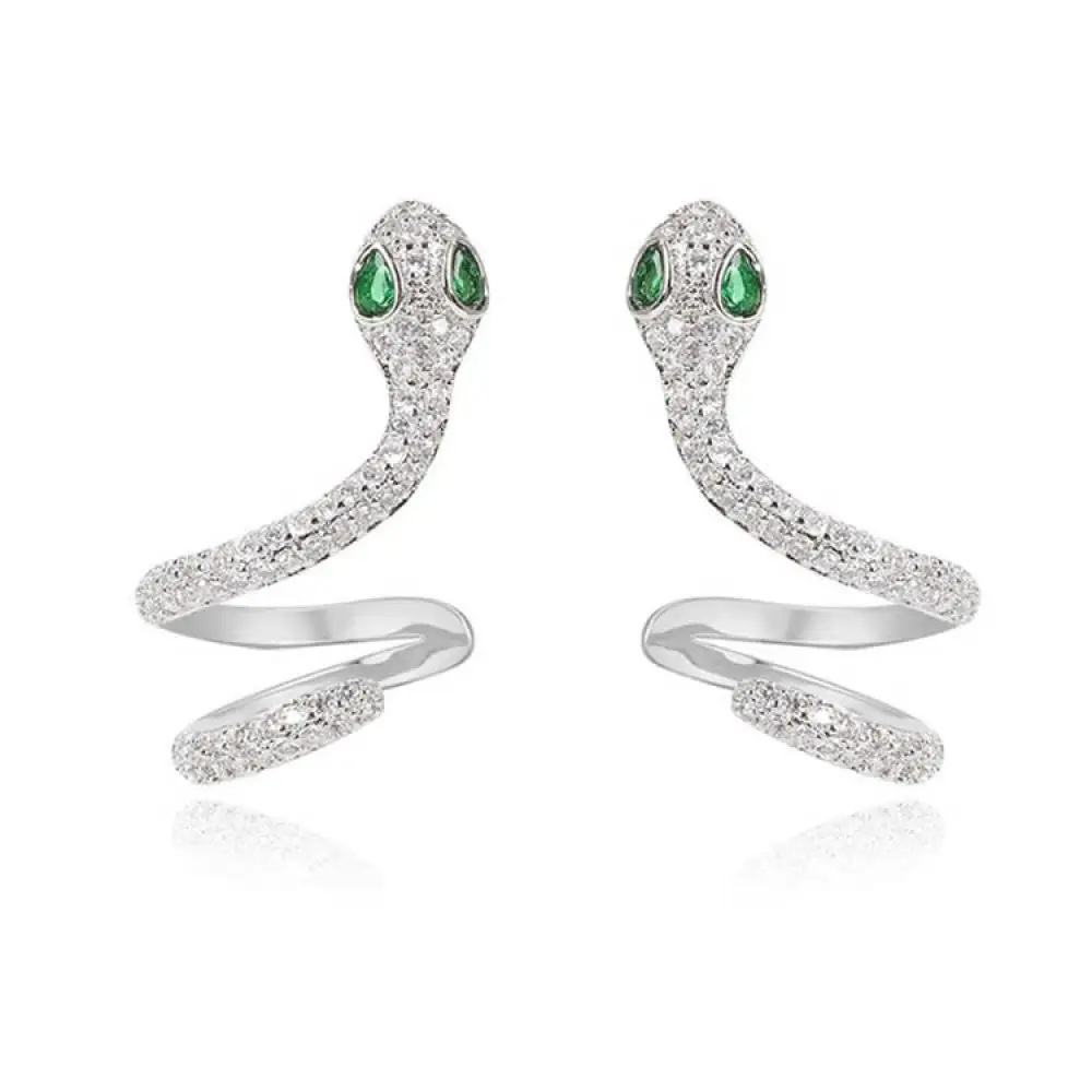 

HOYON 18K White Gold Color Ear Studs Snake Earrings For women Exaggerated Style Personality Simple Fun Ear Bone Clip Jewelry