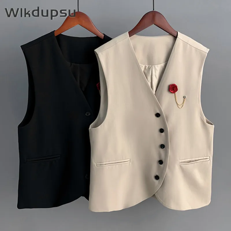 

Жилет женский винтажный в стиле Харадзюку, повседневная безрукавка, пиджак без рукавов, жилет в стиле ретро, Y2k