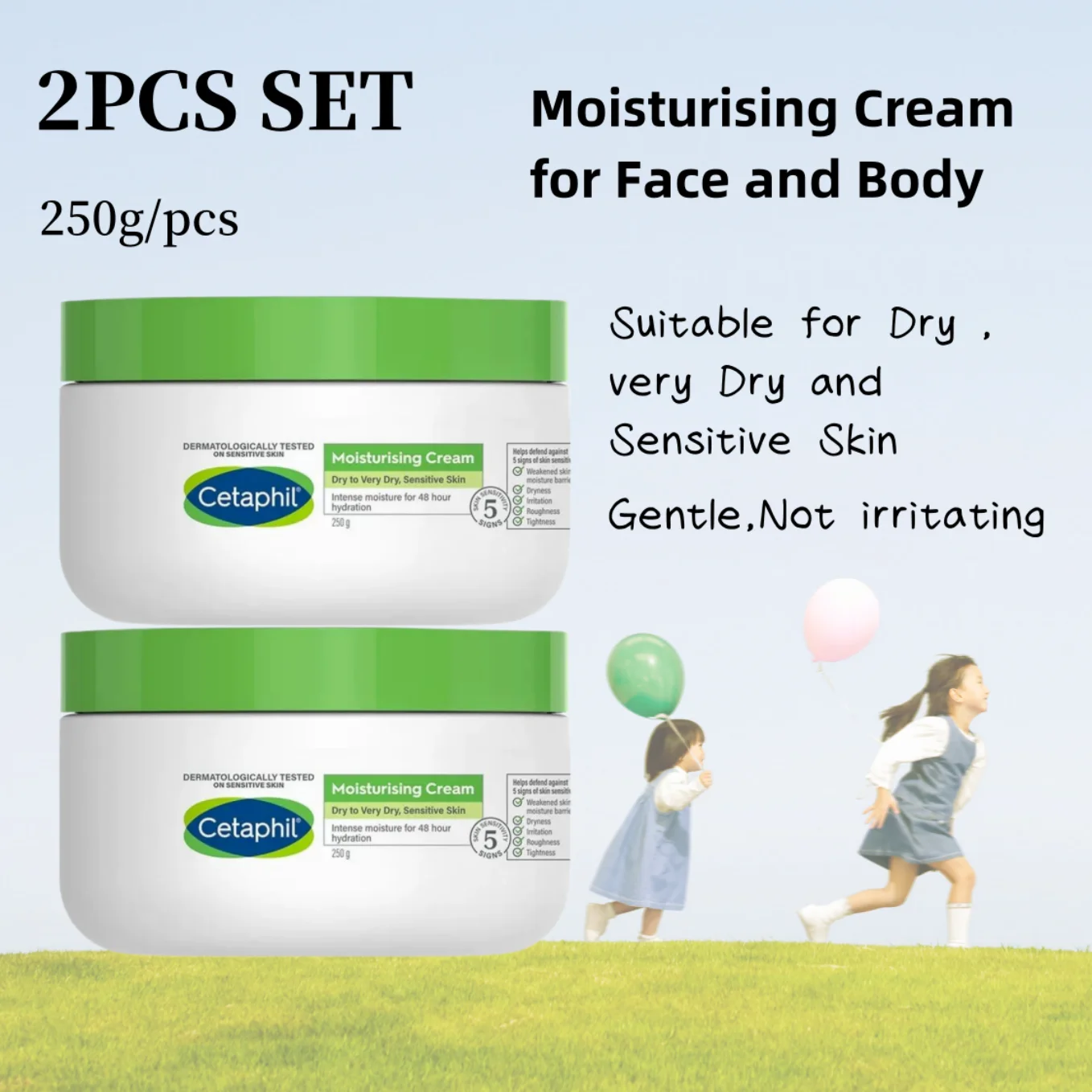 

2PCS Cetaphil Skin Care Moisturising Cream 250g Large White Canister Body Moisturizer Baby Glycerin Skincare Improve Roughness