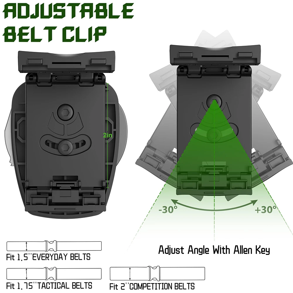 Universal Handcuff Case Open Top Secure Lock Retention & 60° Adjustable Clip Handcuffs Holster Handcuff Clip Case for 2inch Belt 3