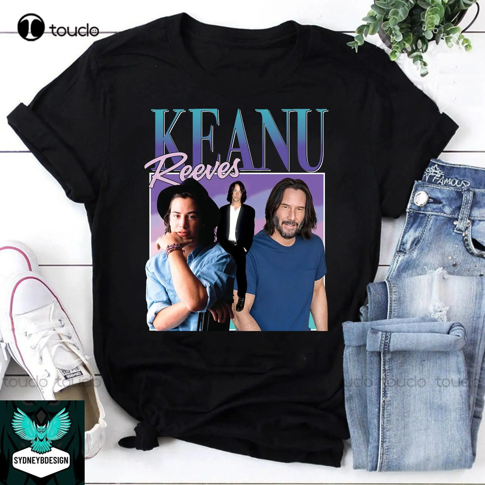 

Винтажная домашняя страница Винтажная Футболка Кеану ревс, кавайная Футболка с принтом, индивидуальный подарок, женская уличная одежда