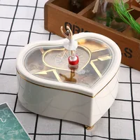 Ballet Dancer Music Box Heart Shaped Hand Cranked Musicial Box Desktop Ornament For Gift Home Decor 1