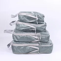 Travel Luggage Organizer Set - Compression Packing Cubes & Waterproof Storage Bags (4pcs Set gray)
