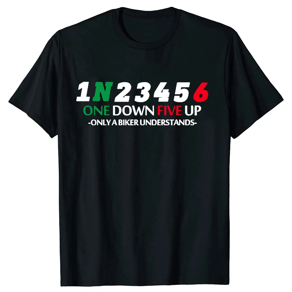 Lustige 1N23456 Motorrad-Motorradfahrer-T-Shirts, grafische Baumwolle, Streetwear, kurzärmelig, Geburtstagsgeschenke, T-Shirt für Herren