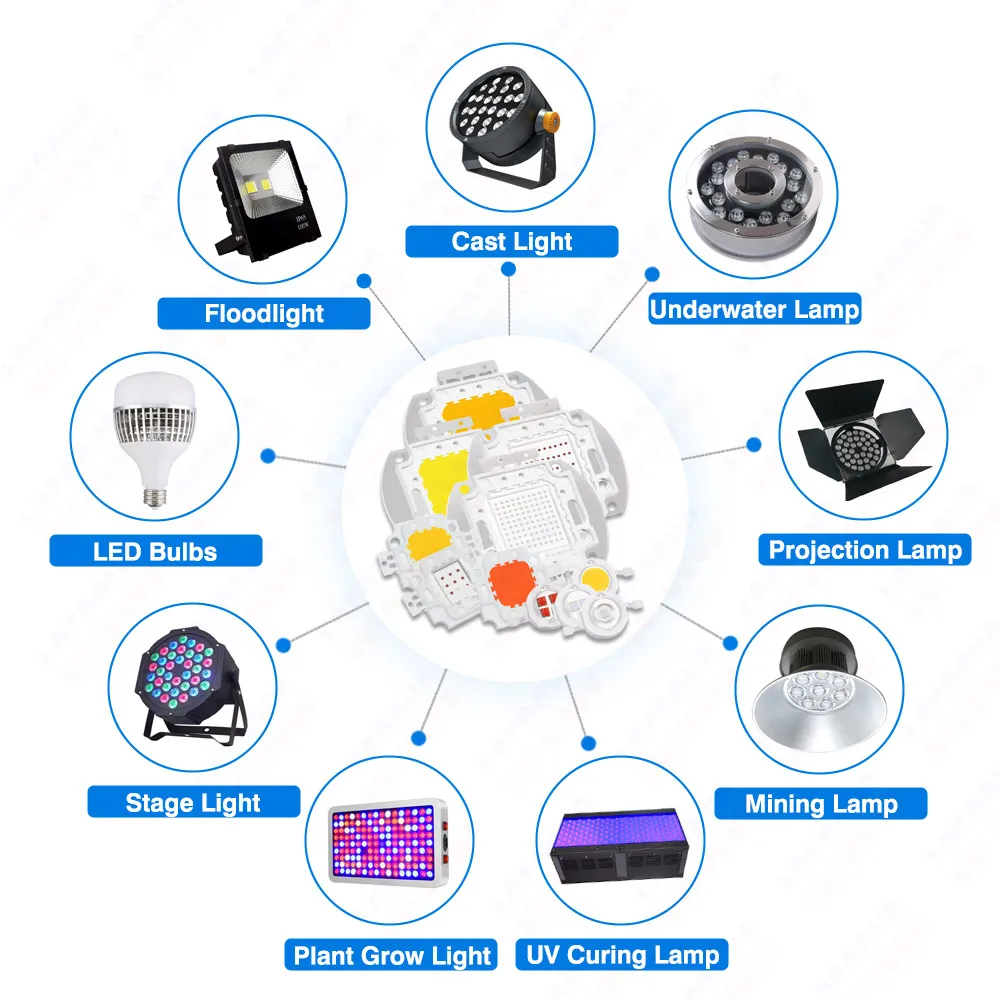 10pcs LED 칩 1W 3W 5W 따뜻한 빛, 자연광, 차가운 백색광, 적색광, 녹색광, 청색광, 황색광, 레이크 블루, 전체 스펙트럼 660nm 440nm LED 구슬 COB