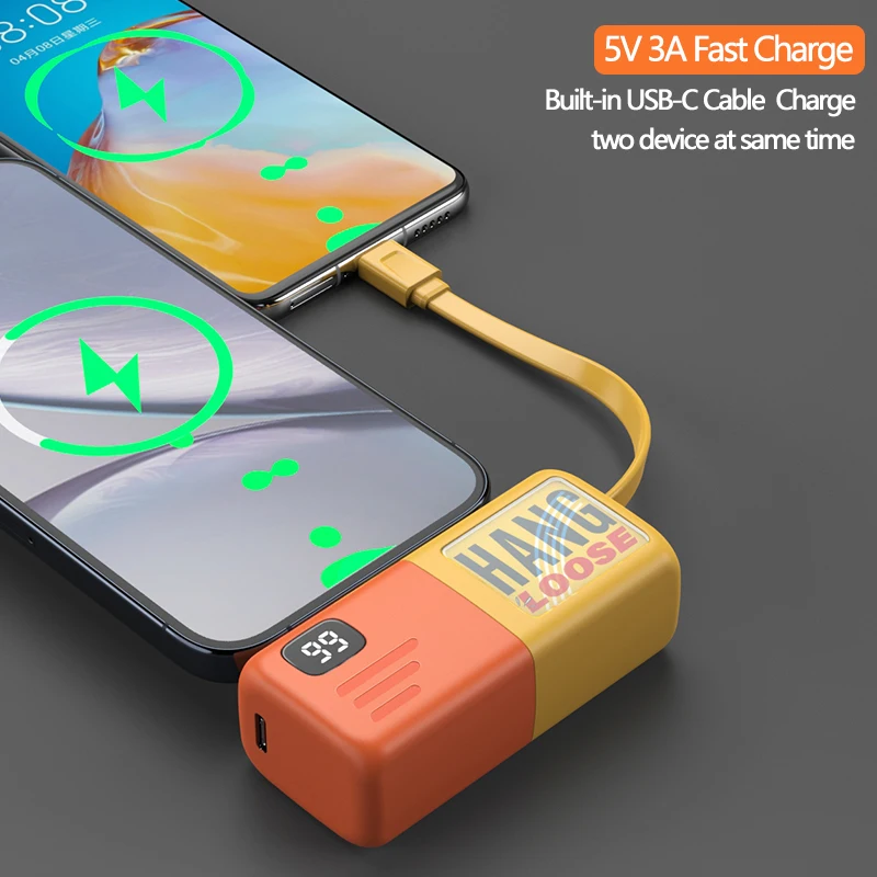 Portable Hang Loose Charger Mini Capsule Power Bank 5000mAh PowerBank With Type-C Cable Super Fast Charging For IPhone Xiaomi 5