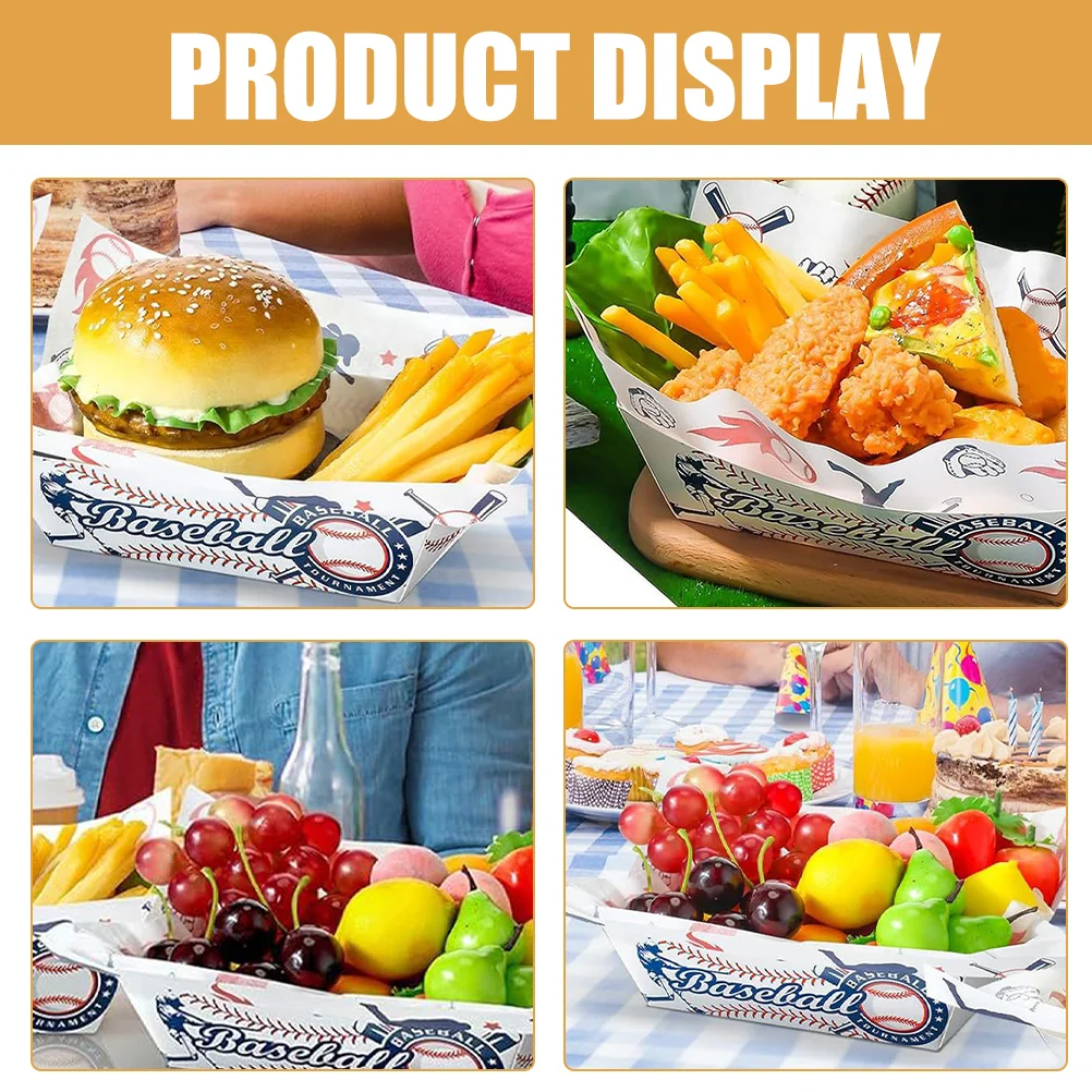 25pcs Food Tray White Cardboard Boats Party Snacks Decor Container Disposable Household Dessert Dish Multi Function