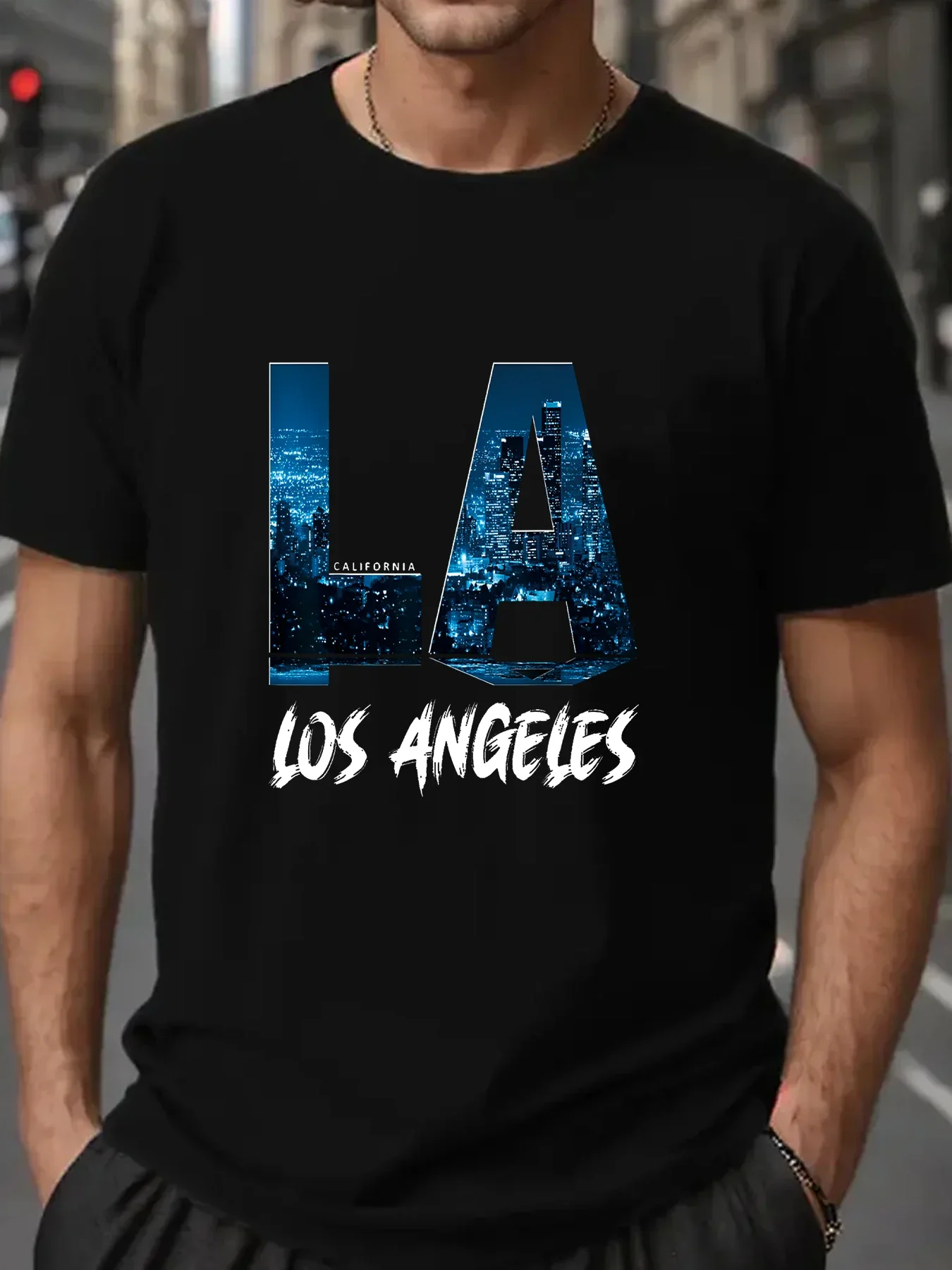 

Short Sleeve Tees Loose T-shirt Man Tops New Men T shirt Los Angeles City California Crop Top Tee Men's T-shirt Cotton Print Tee