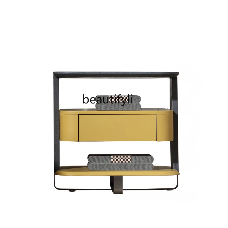 

Modern Minimalist Italian Minimalist Designer Model Bedside Table Modern Light Luxury Bedroom Solid Wood Locker furniture