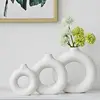 1 Piece Of Imitation Ceramic Pure White Vase Decoration Vase Decoration Donut Pattern Flower Pot Desktop Design Sense Decor 1