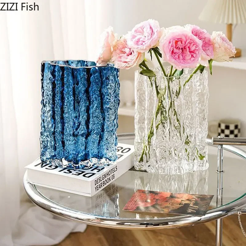 Creative Glacier Glass Vase Transparent Hydroponics Flowers Pots Desk Decoration Flower Arrangement Floral Vases Modern Decor 4