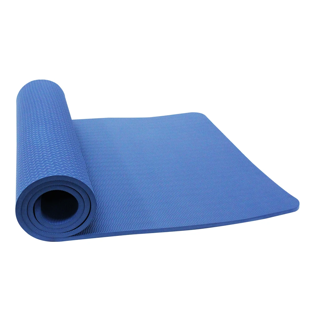 고무 내셔널 TPE 단색 요가 매트, 블루, 10mm, 1 개 