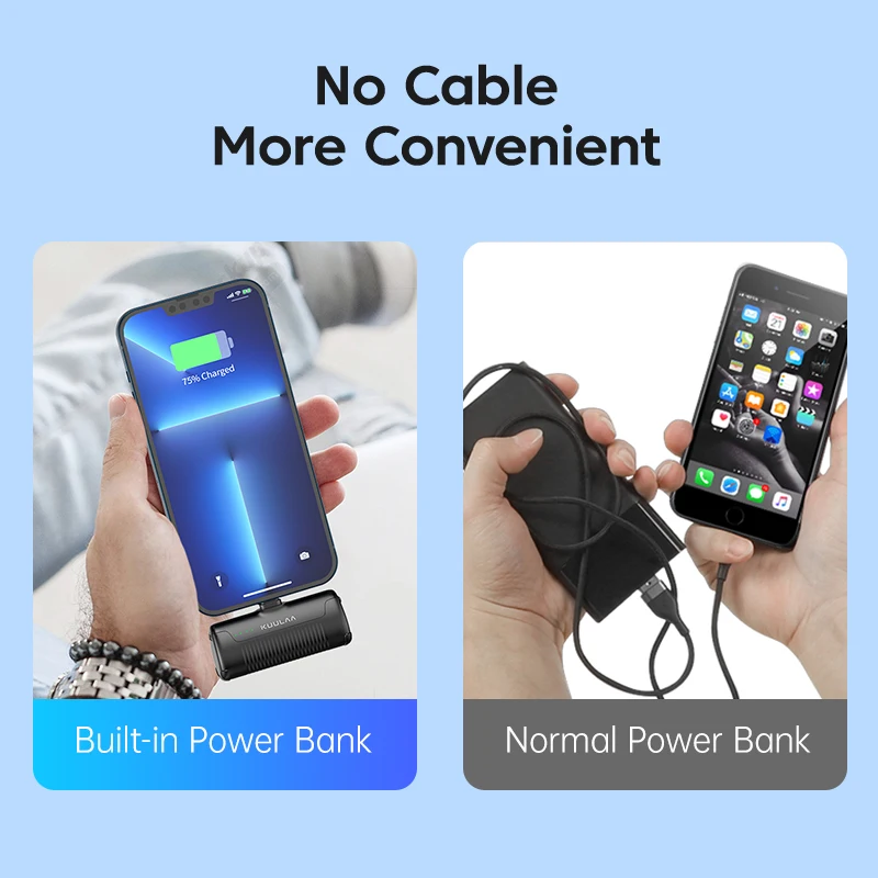 KUULAA Mini Power Bank 4500mAh - Portable Charger for iPhone 16 15 14 13 Pro Max & Samsung/Xiaomi - External Battery PowerBank 2