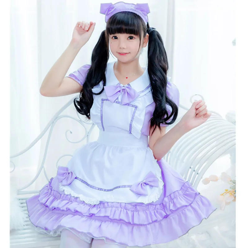 

Amine Purple Gothic e Girl Lolita Outfit Maid Dress Cosplay Costume Suit for Girls Woman Waitress Maid Party Costumes
