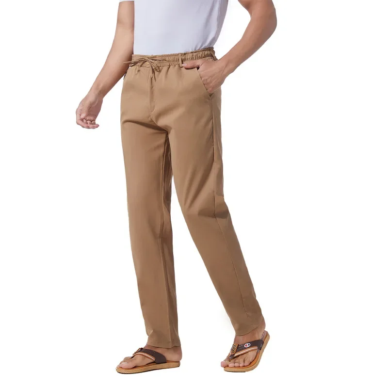 Summer Casual Loose Straight Leg Workwear Long Pants Thin Business Elastic Trousers for Men Skateboard Sportswear