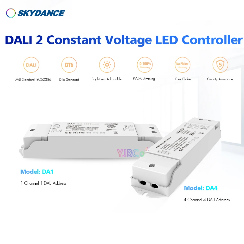 DT6 Constant Voltage Dali LED Dimmer 12V 24V 15A 20A 360W 480W Dimmming Driver 1CH/4 Channel Single color LED Strip Controller d4 e d4 p 4 channel pwm constant voltage dmx