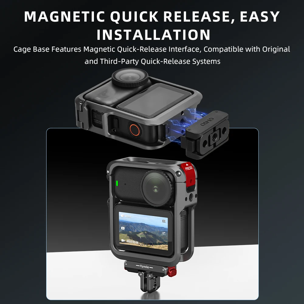 Flymile Metallkäfig für DJI OSMO Nano Kamera mit Cold Shoe Aluminiumlegierungsrahmen Schutzgehäuse Zubehör – Detail 7