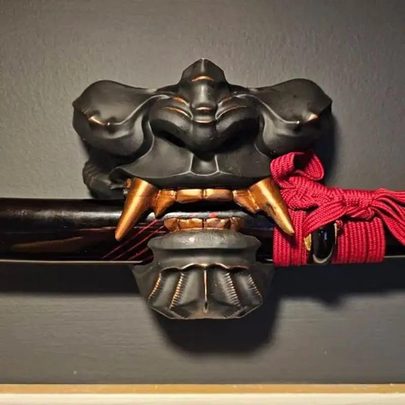 Oni Katana Mask Wall Holder Wall Mounted Rack Japanese Black Samuraiss ...