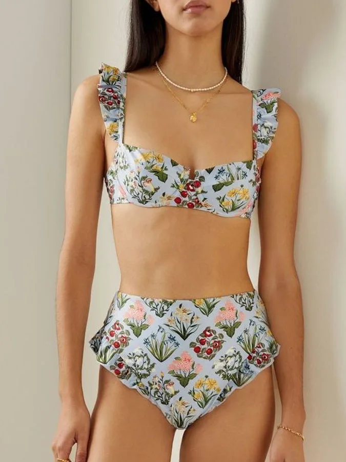 

2023 Fashion Women Swimwear Surf Summer Swimsuit Triangle Micro Bikinis Sexy Hight Waist Tight Women's Bandage Beach Outfits