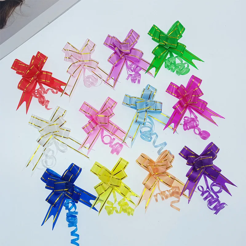 Small Pull Ribbons 100-600Pcs Pull Bow Ribbons Christmas Gift Packing Pull Flower Ribbons ...