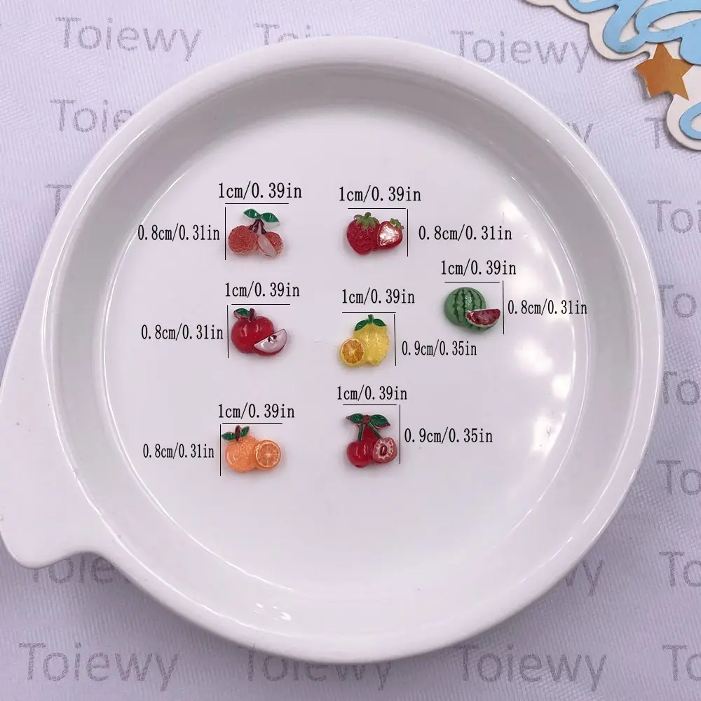 50개 레진 다채로운 리치 수박 체리 레몬 딸기 과일 네일아트 플랫백 라인스톤 스크랩북 DIY 쥬얼리 공예