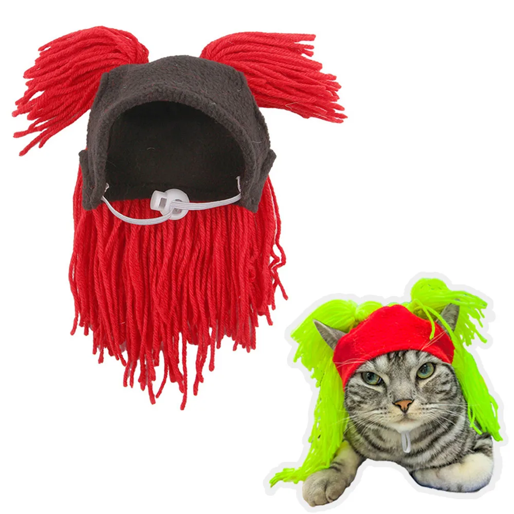 

Winter Warm Pet Hat Funny Kitten Puppy Woolen Hats Dogs Cats Party Cosplay Headwear Pets Dressing Up Cap Clothes Photo Props