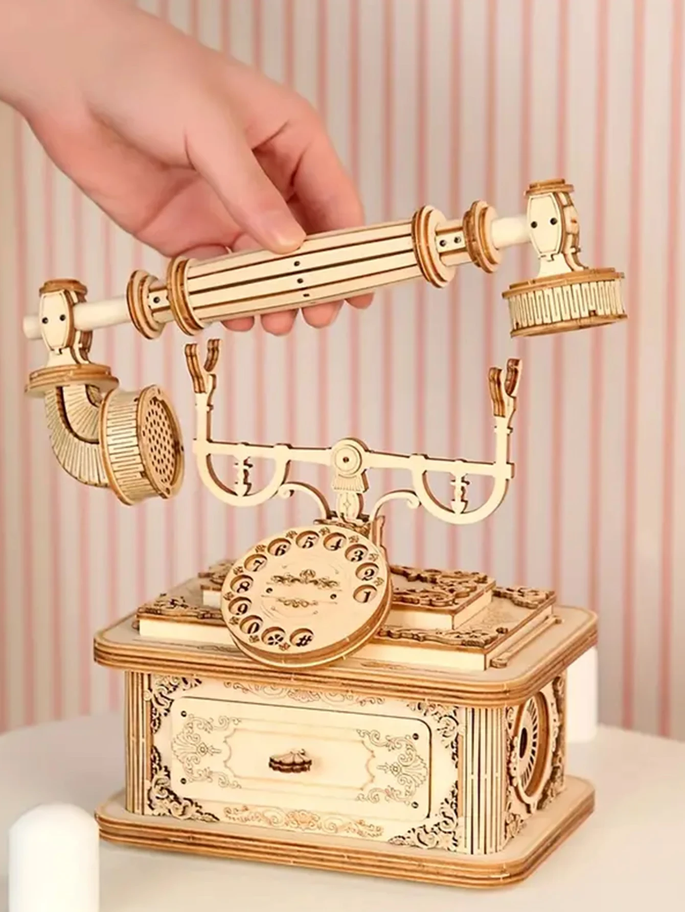 Creative Retro Telephone 3D Wooden Puzzle for Adults Tabletop Decoration and Gift for Christmas/Birthday 2