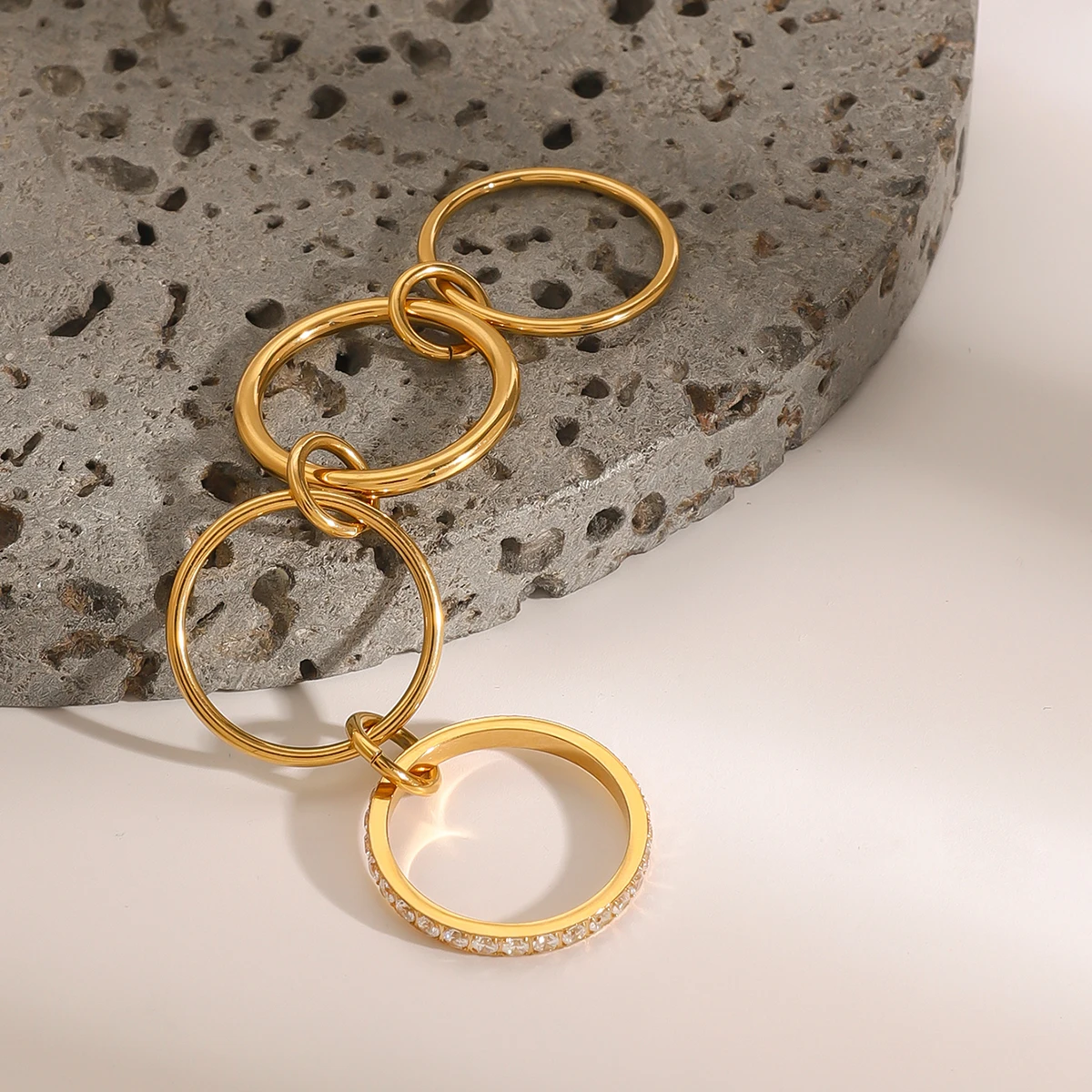 Finger rings fashion rings zircon rings fashion ring stainless steel rings metal rings gold rings youthway gold plated stainless steel four-layer white zircon ring