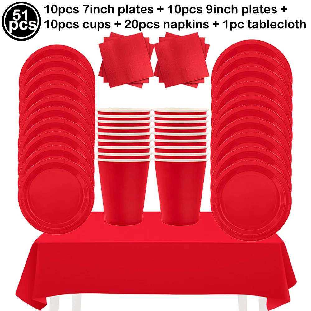 Vibrant Red Party Tableware Set for Celebrations and Events