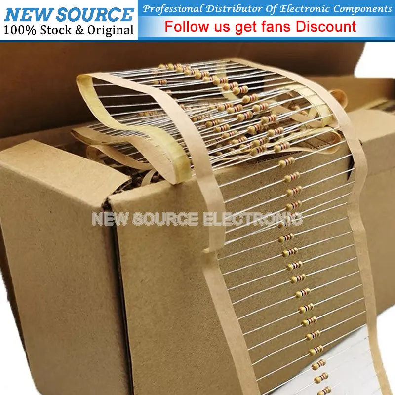 100pcs/lot 1/4W Carbon Film Resistor 5% 1R-10M 0R 10R 22R 47R 100R 220R 470R 1K 3.3K 10K 47K 100K 220K 47 100 150 Ohm 0.25W carbon film resistor