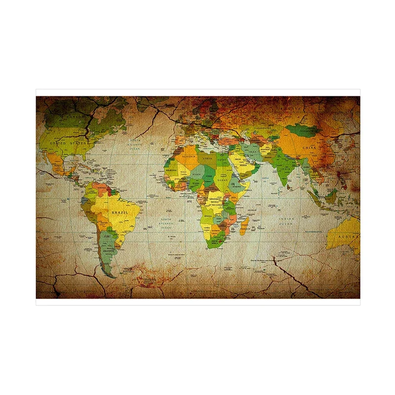 Map of The World 59*42cm Posters and Prints Non-woven Canvas Painting Living Room Home Decoration School Teaching Supplies